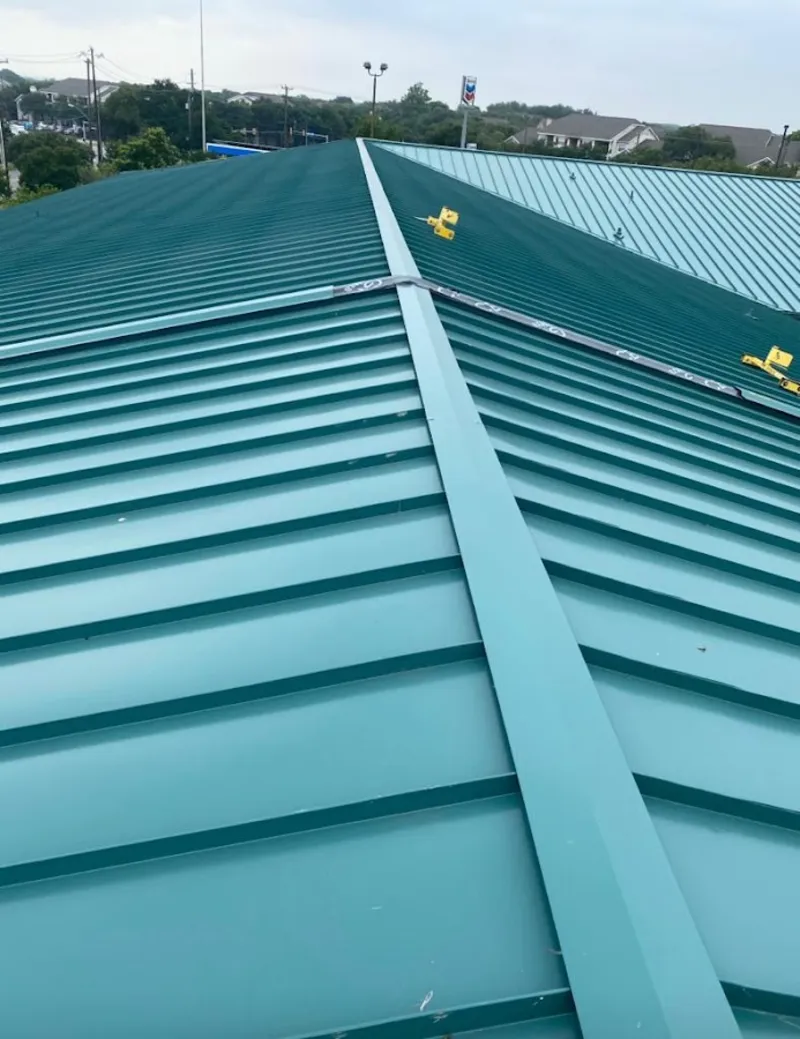 Green commercial metal roof ridge and valley for Metal Roof Repair in Mint Hill